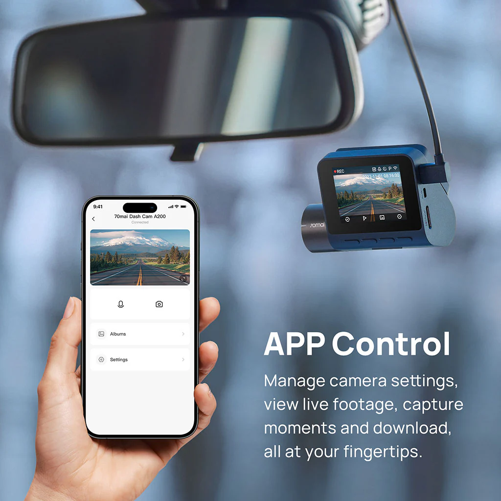 70mai Dash Cam A200 with 1080P 60FPS & Dual-Channel Supported - Image 4