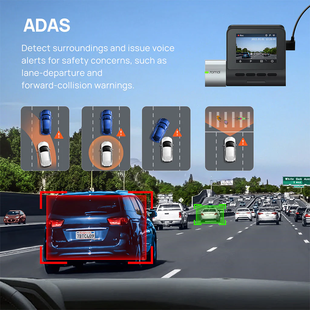 70mai Dash Cam A500S 2.7K HD with 2-Inch Screen & Dual-Channel Supported - Image 3